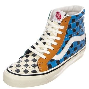 New Vans Leather Hi-Tops Multicolor Checkerboard Sneakers Sk-8 Hi 🔥⭐